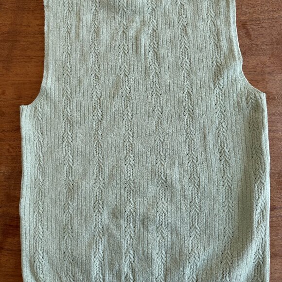 Zara light green knit embroidered sleeveless mock turtleneck - Picture 4 of 4